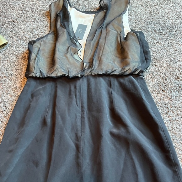 Tibi Black and Cream Silk Sleeveless Sheer Overlay Mini Dress Size 6 new - Picture 3 of 6